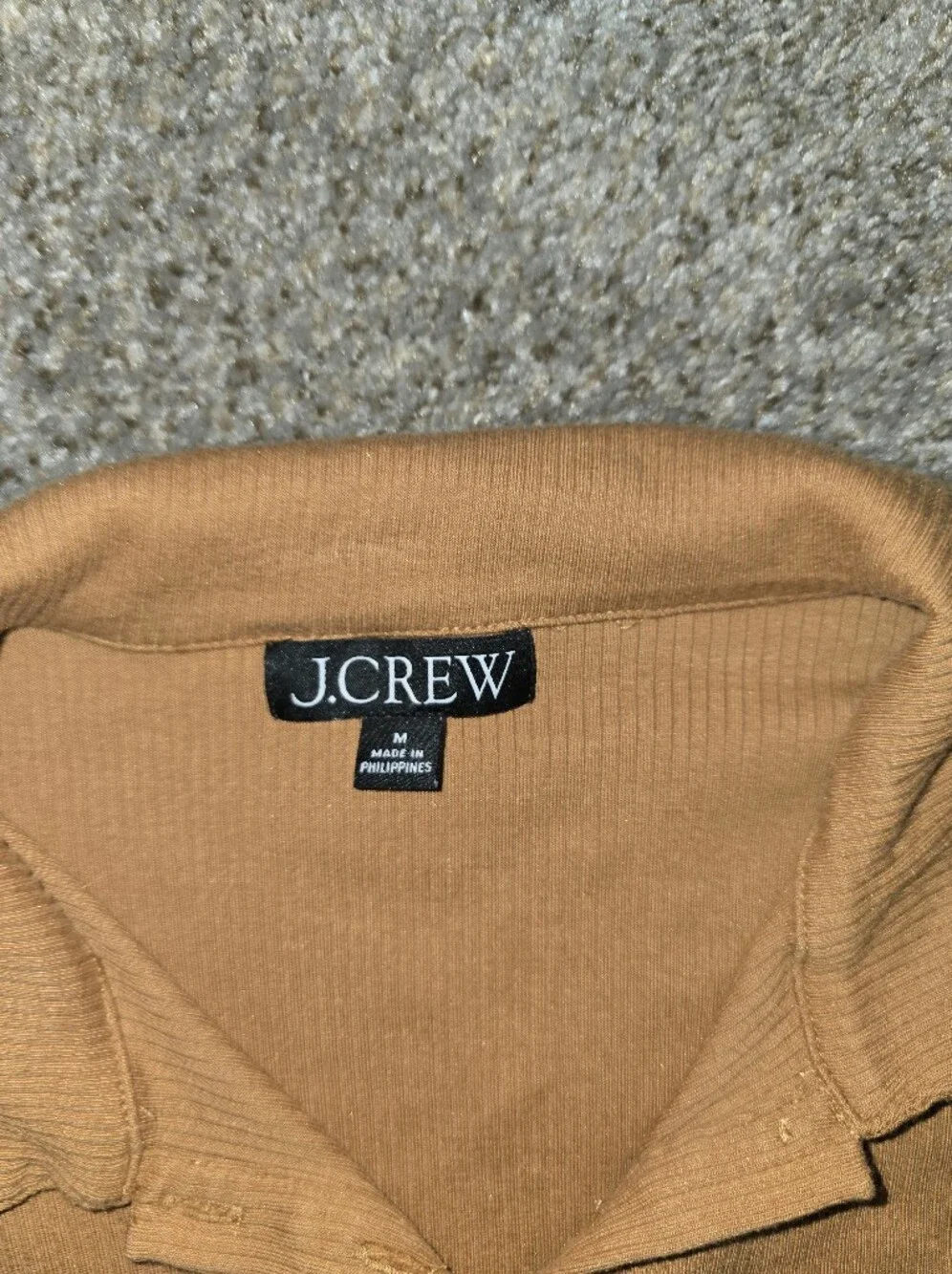 J. Crew Ribbed Short-Sleeve Polo in Camel/Tan Size Medium